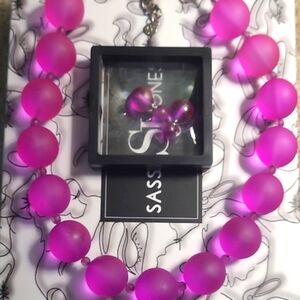 Sassy Jones Dina  Purple Beaded Necklace And Earrings Set
